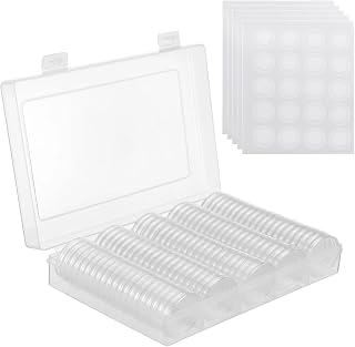 100Pcs Clear Plastic Coin Capsules,Coin Holder for Collectors,Coin Collection Case Including Foam Gaskets & Storage Box, 5 Sizes (17/20/25/27/30 mm) Protective Holder for Collectors Display