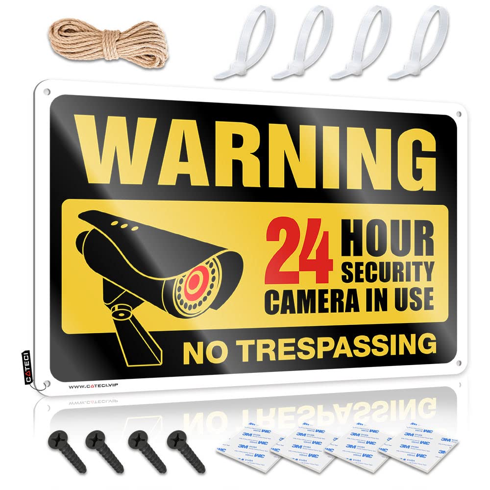 STWNVOITV Tin Signs For Garage Video Surveillance Signs, No Trespassing Violators Will Be Prosecuted Tin Sign Metal Signs Funny Bar Rules Sign(20X30CM)
