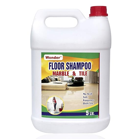 Wonder Floor, Marble and Tile Shampoo Lemon Fregrance 5L/Floor Shampoo/Stone Cleaner/Thick Liquid/0% Acid and 100% Safe On All Floors