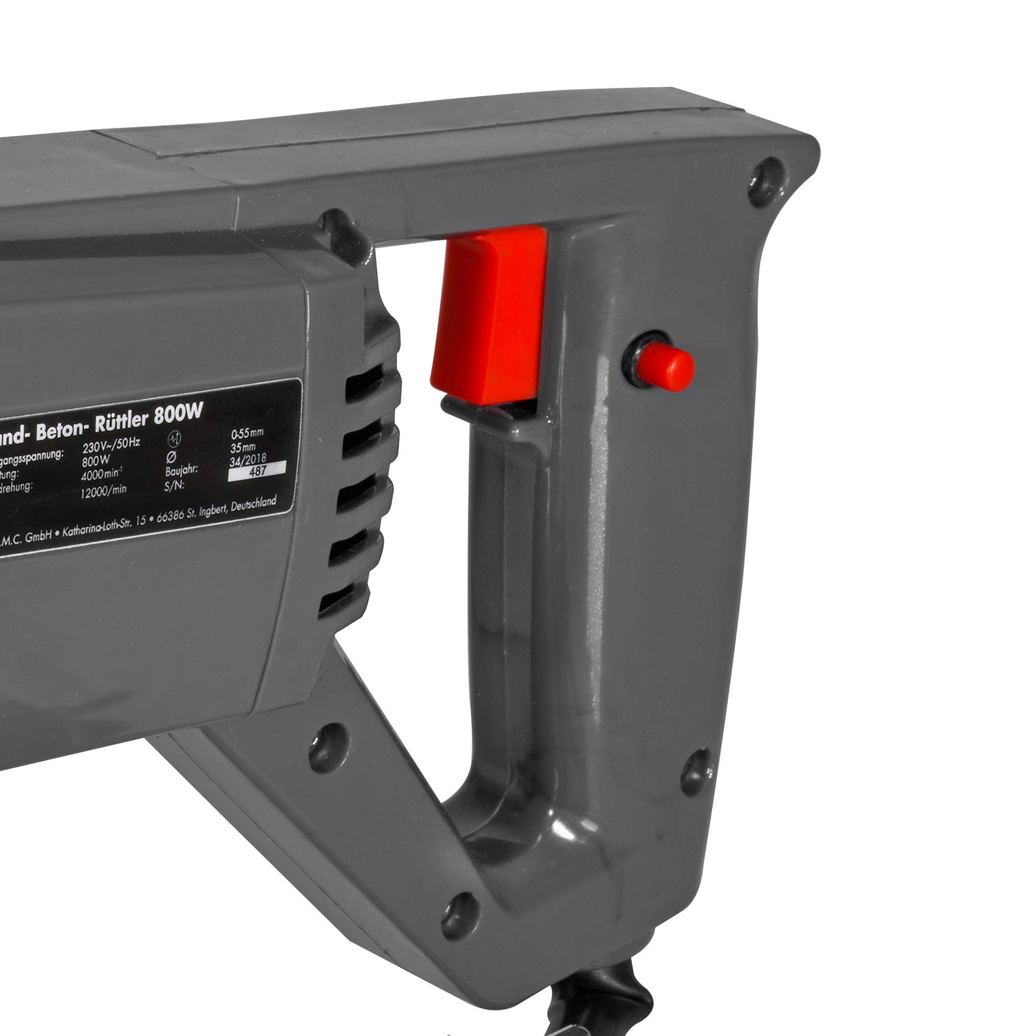 Mauk Hand Betonrüttler Handrüttler Flaschenrüttler Betonrührer Rührwerk Beton 800 W mit flexibler Welle