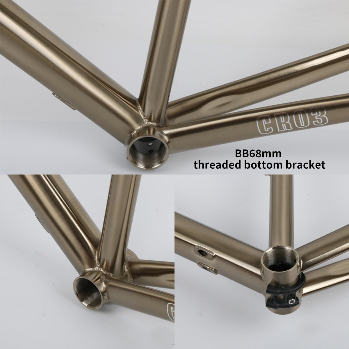 700C Road Bike Frameset 44cm 47cm 50cm 53cm 56cm Cr-Mo Steel Rim Brake Frame F100mm R130mm QR Quick Release Frame with Carbon Fibre Fork Semi-External Routing BSA BB68mm(56cm)
