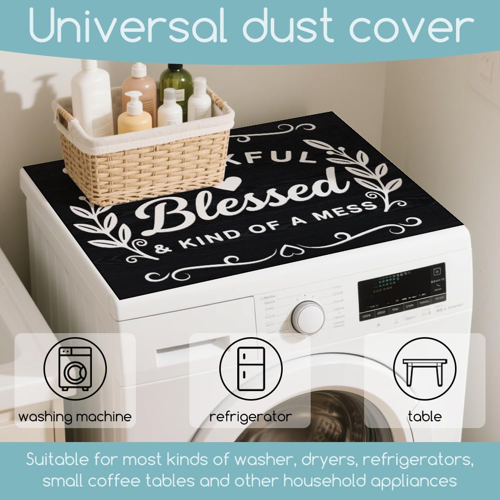 GLOBLELAND Housse Non Poussière pour Lave Linge/Sèche Linge Blessing 23.6 x 19.7 pouces Protection Nondérapante pour le Dessus de la Machine à Laver Idéale pour la Buanderie Ou le Salon.