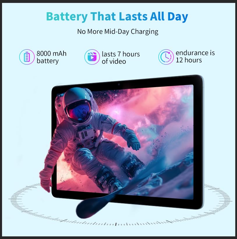 Image of TAB11 10 inch Android Tablet, Gray Metal Frame, A523 Octa-Core, 1280*800 IPS HD Screen, 16GB(4+12 Virt)+128GB Storage, 1TB Expandable, 5G WiFi6, 8000mAh Battery, 2MP Front & 8MP Rear Cam for Work & Study
