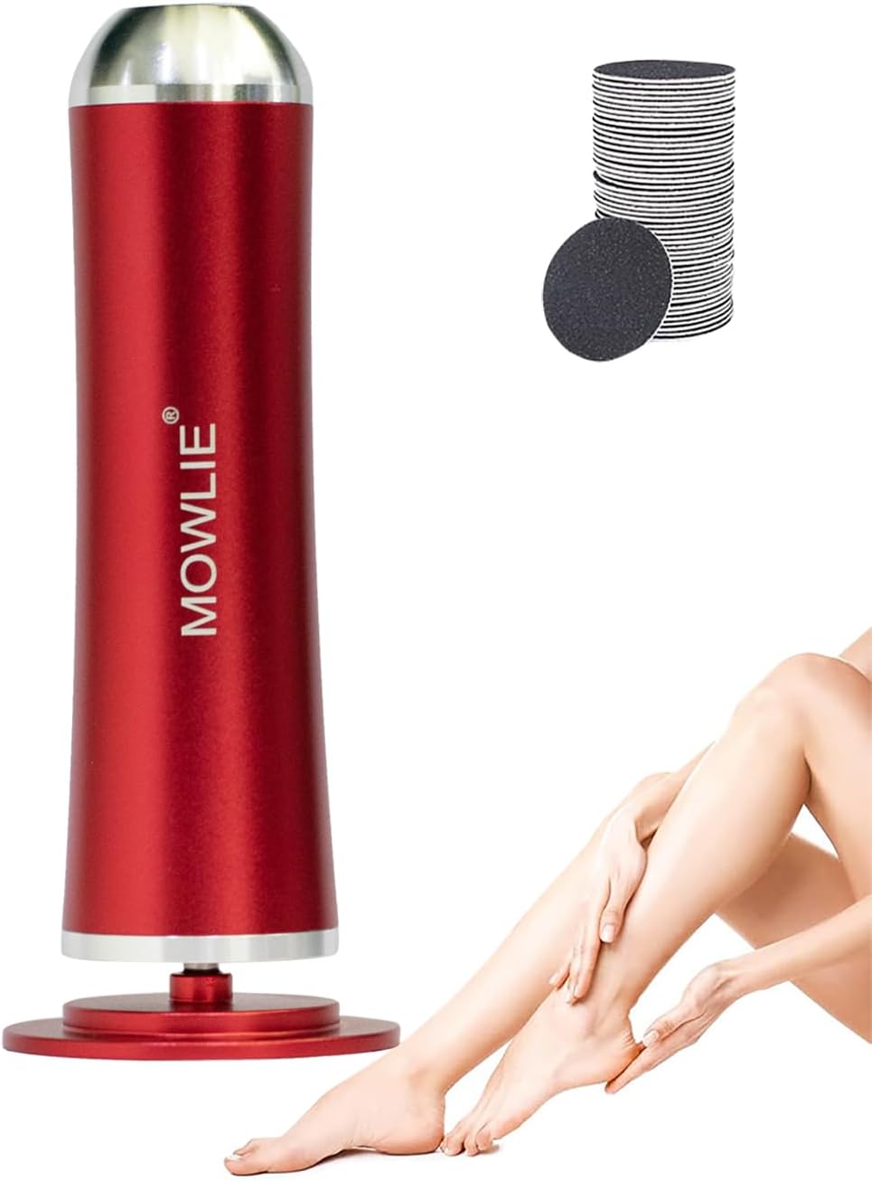 Electric Foot Callus Remover,MOWLIE Electric Foot Care Tools with Speed Controller and 60pcs Replacement Sandpaper Disk for Men Women Dead Dry Crack Skin Calluses(red)