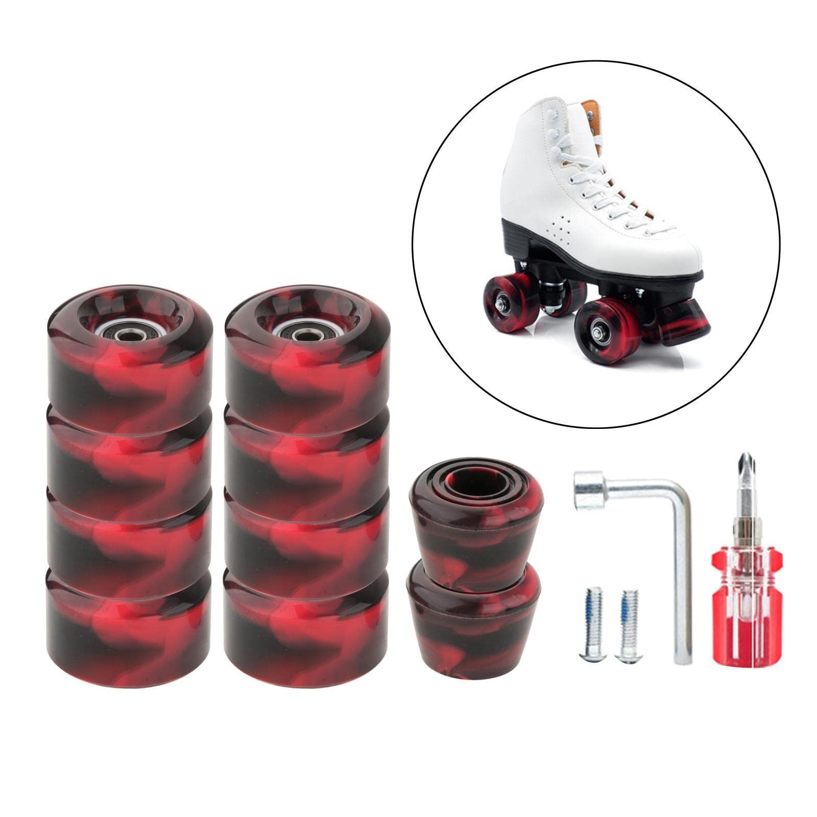 Lot de 8 Roues de Patin à roulettes avec Roulements Installés Quad Wheels pour Patinage à Double Rangée et Planche à roulettes à L'extérieur Ou à L'in