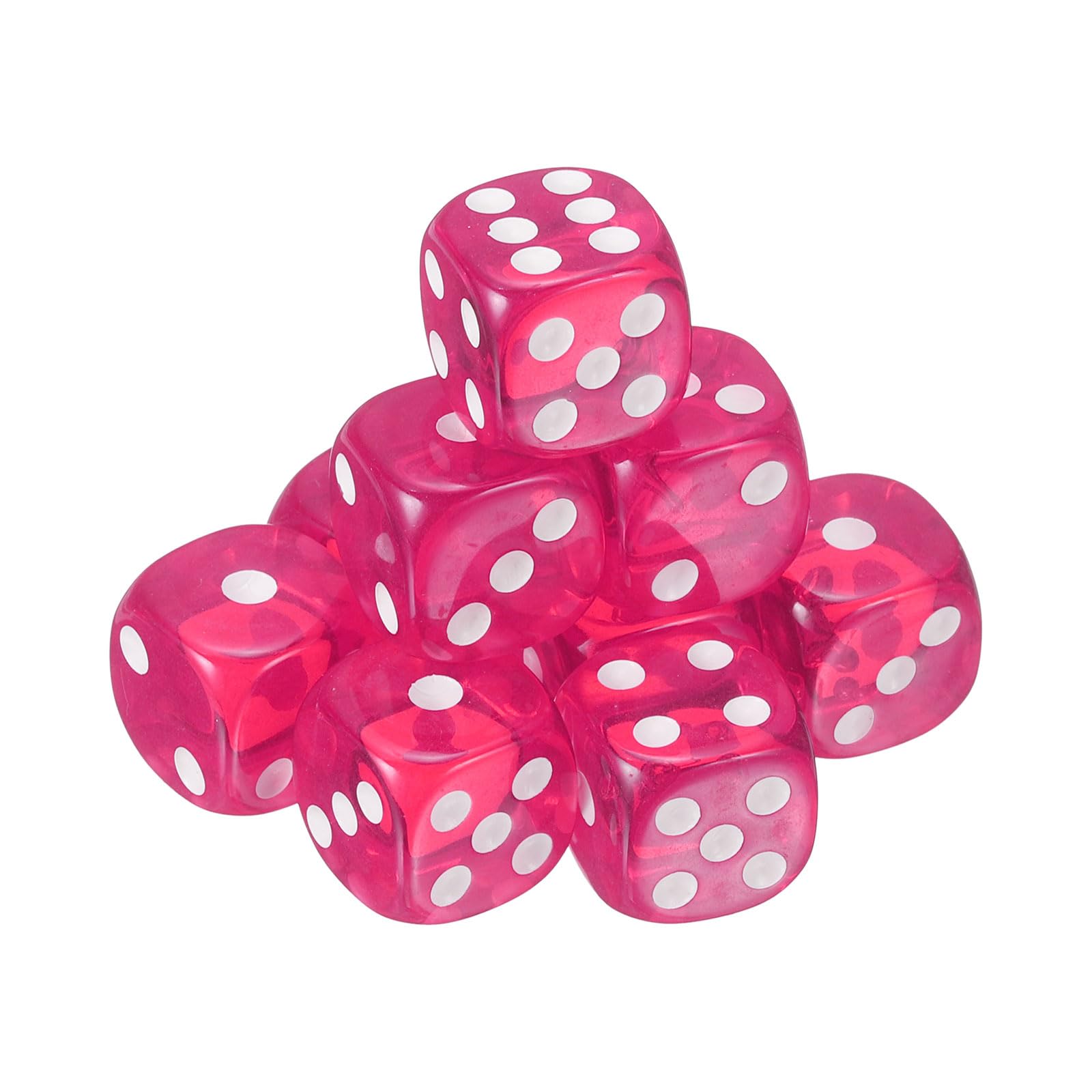 sourcing map 10Pcs 6 Sided Acrylic Dice, 16mm/0.63" Rounded Corner Translucent Colored D6 Game Dice for Theme Party Fun Table Board Games, Rose Red
