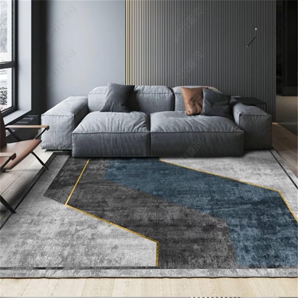 Tapis sol bébé bleu anti-tache doux et grand tapis table basse 140x200