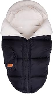 Multifunction Stroller Footmuff, Front Panel Removeable Stroller Sleeping Bag, Adjustable Length Baby Bunting Bag with Soft Hood, Cosy Toes Fleece Lined Footmuff Sack