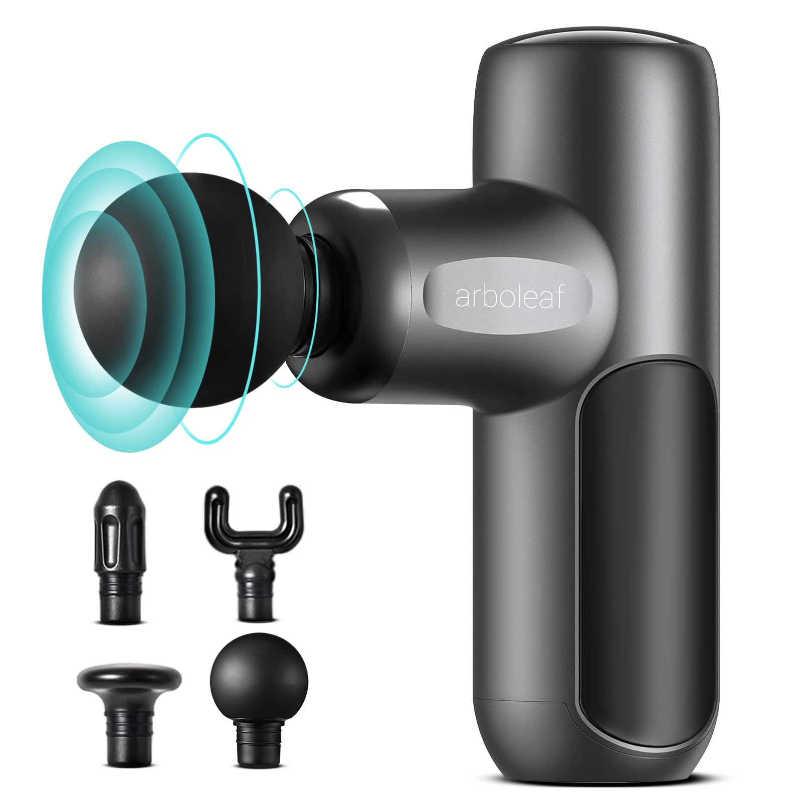 arboleaf Massagepistole mini Massage Gun 0,39kg mit 5 Geschwidigkeiten & 4 Massageköpfe, Handmassagegerät 3200U/Min mit flüsterleisem Motor, Muskelpistole für Zuhause, Fitness und Reisen