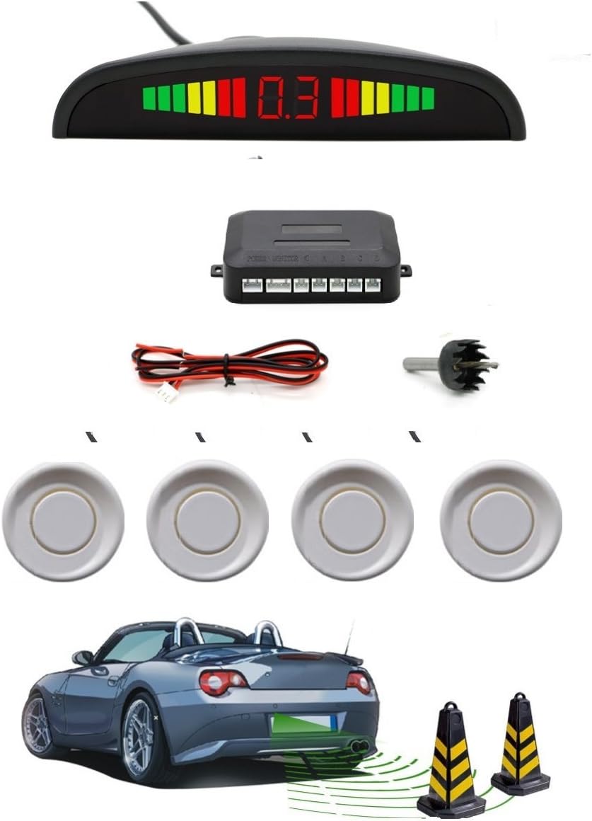 A2D Car Reverse Parking Sensor White with LED Display for Toyota Etios Type 1
