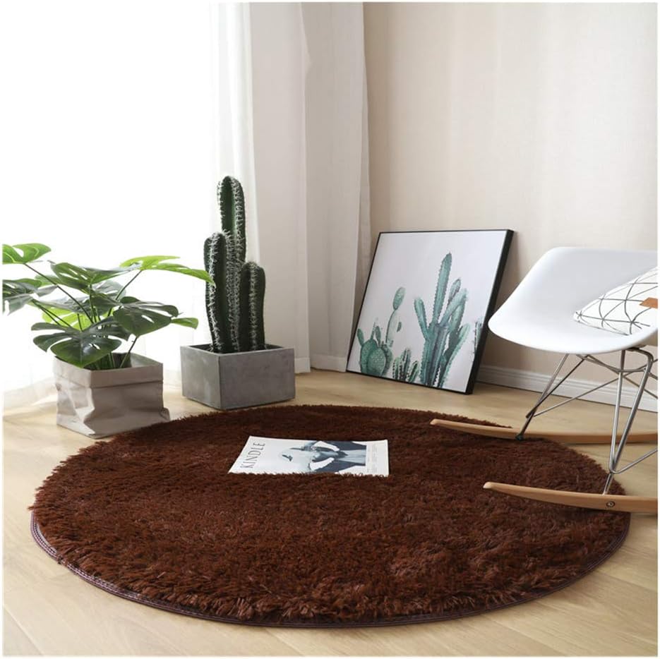 Super Soft Furry Area Rug Shaggy Decorative Home Carpet Microfiber Plush Floor Mat for Living Room Bedroom Nursery Coffee 2ft Round
