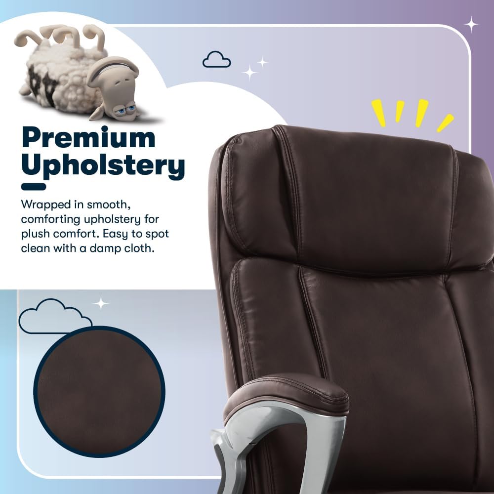 Close-up of the chair's premium bonded leather upholstery
