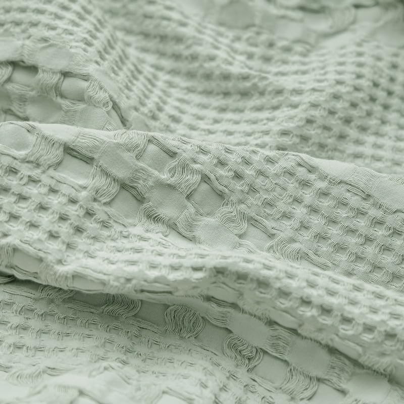 PHF 100% Cotton Waffle Pillow Shams Standard Size, 2 Pack 20" x 26" Soft Skin-Friendly Pillowcases, No Filling, Aesthetic Woven and Breathable Waffle Weave Pillow Case Covers for Bed, Mint Green - Image 5