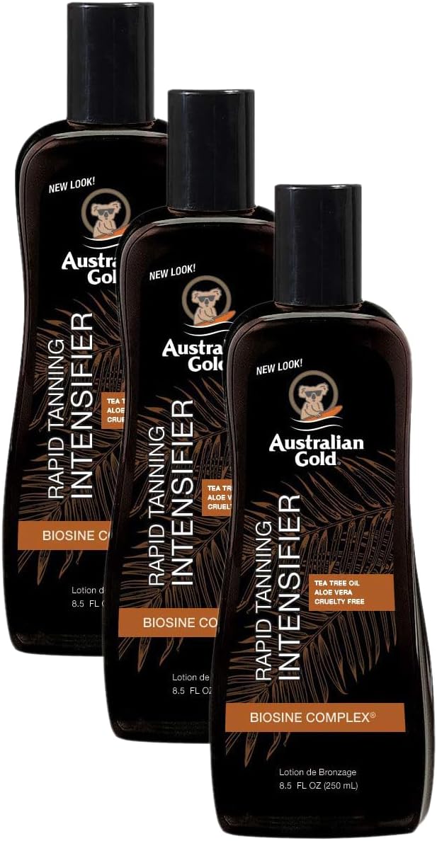 Rapid Tanning Intensifier Lotion, 8.5 Fl Oz | With Tea Tree Oil and Aloe Vera | Vitamin E (Pack of 3)