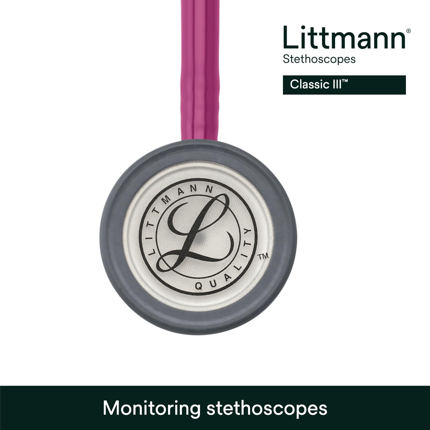 3M Littmann Fonendoscopio para monitorización Classic III, tubo color frambuesa, 69 cm, 5648
