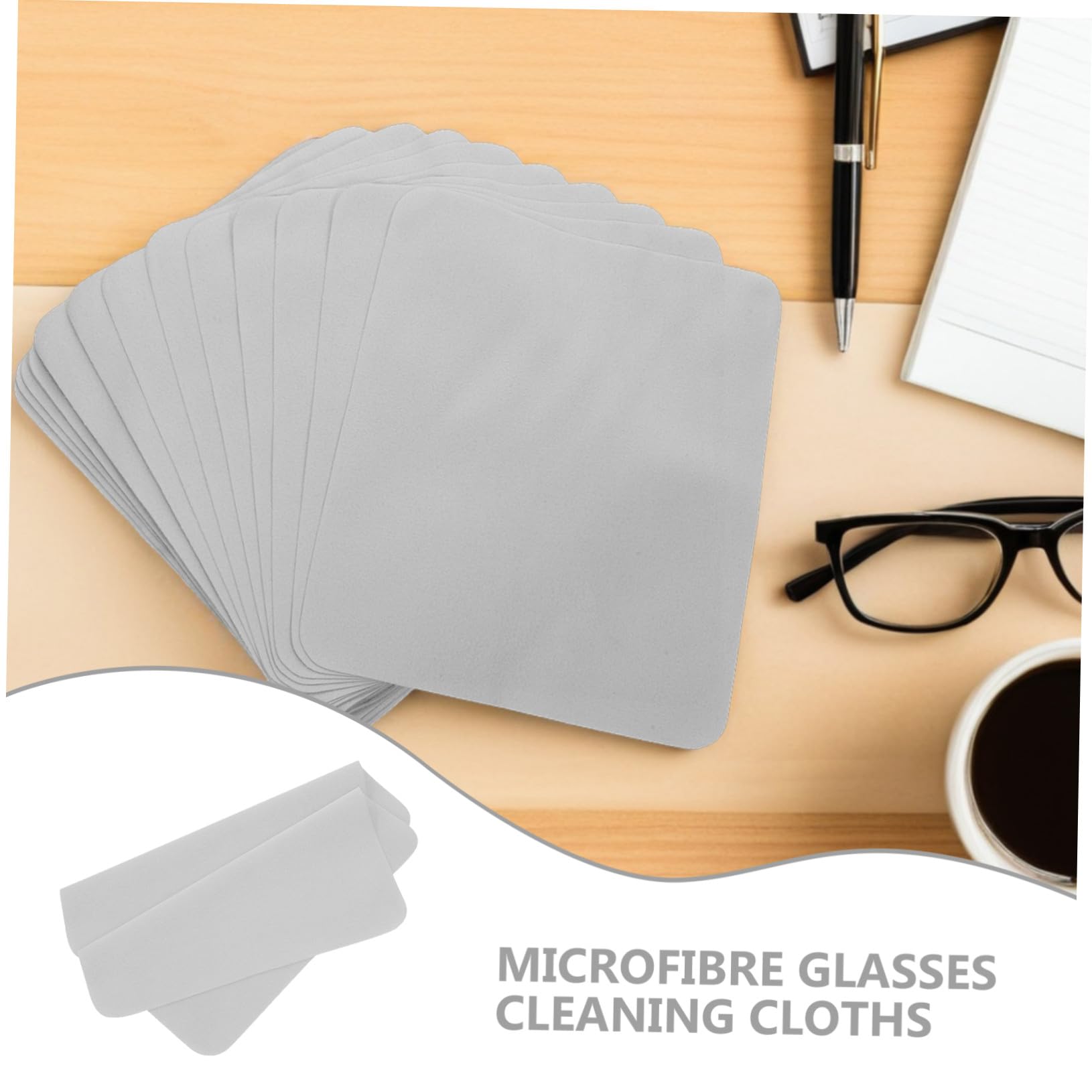 Mikikit 100piezas Paño de Microfibra para Gafas de Terciopelo Paño Suave para Limpiar Lentes Toallitas de Microfibra para Pantallas de Teléfonos Color Gris para Uso Diario