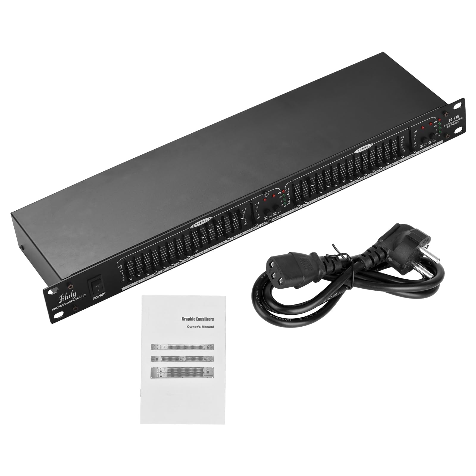 Btuty Eq-215 Equalizzatore A 15 Bande A Doppio Canale 1u Equalizzatore Grafico Stereo A 2 Canali Con Montaggio Su Rack