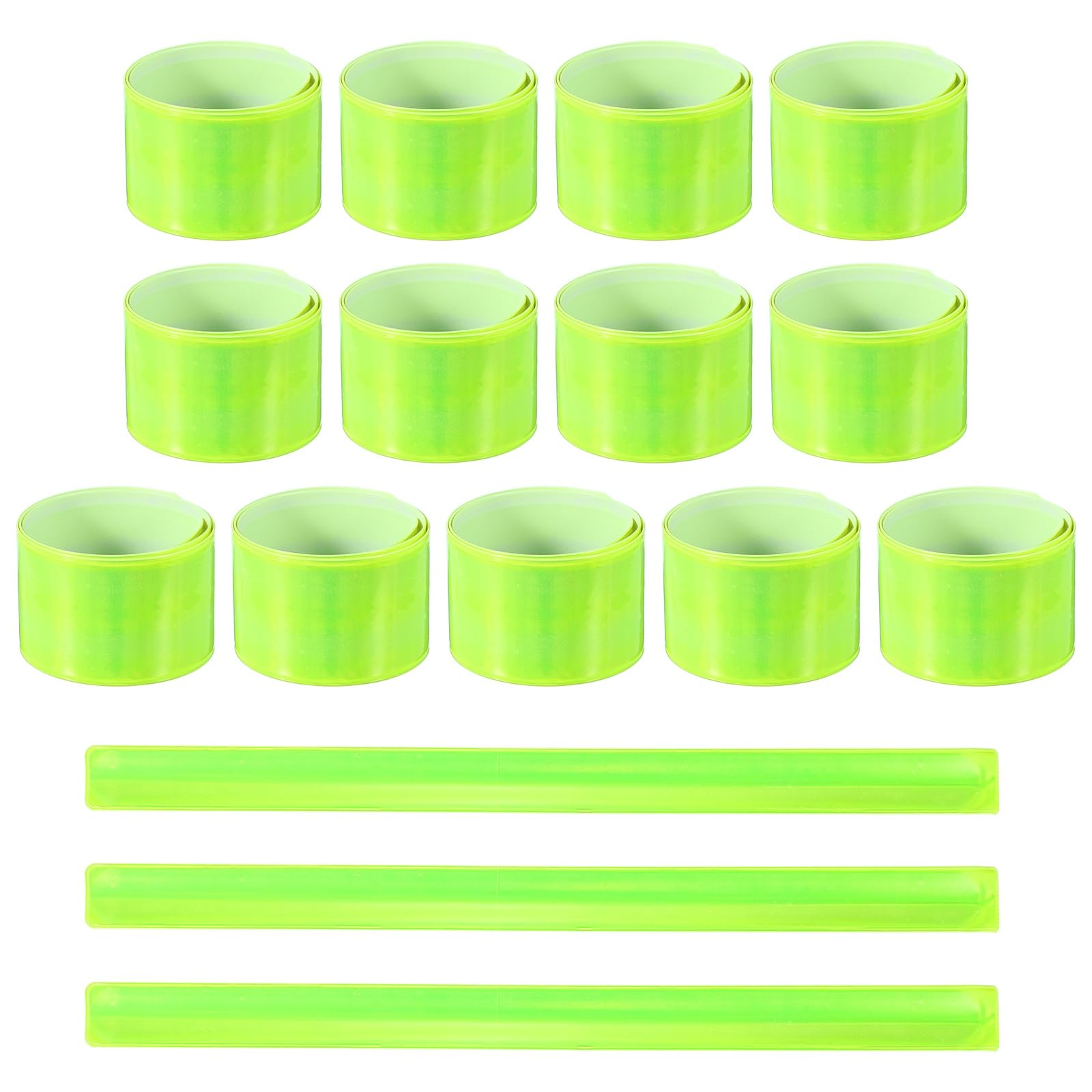 PATIKIL 16Pcs Reflective Arm Bands, 15.7" High Visibility Bands Reflector Running Gear Snap Bracelet for Night Walking Running Cycling, Yellow (Square)