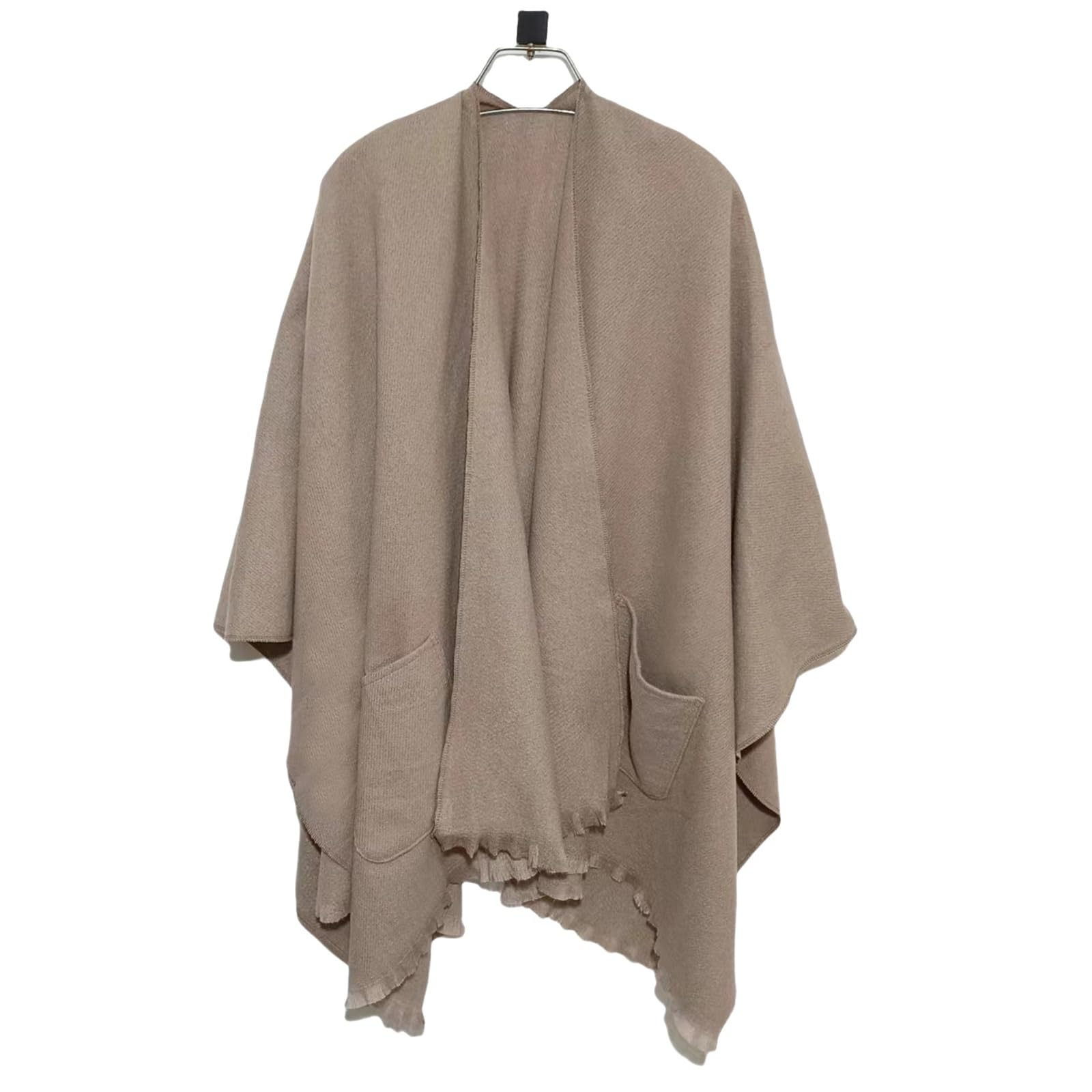 Poncho Mantella Colore Solido Autunno E Inverno Imitazione Cashmere Cape A Forma di Sciallo A metà Lunghezza del Mantello Esterno