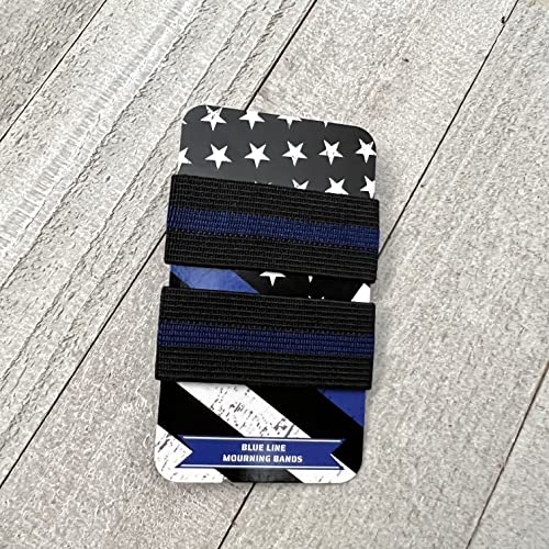 Mourning Bands for Badges - Thin Blue Line Mourning Bands Elastic - Funeral Honor Bands - 2 Pack
