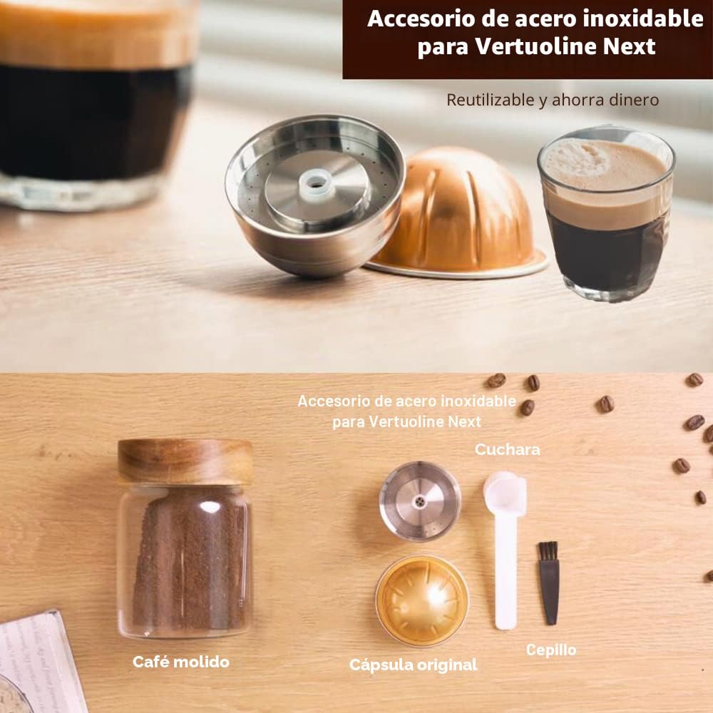 Sesama Vertuo Series - Cápsula de café reutilizable de acero inoxidable compatible con VERTUO Next & VERTUO POP & VertuoPlus y Delonghi ENV135S Cápsulas de café reutilizables Nespresso