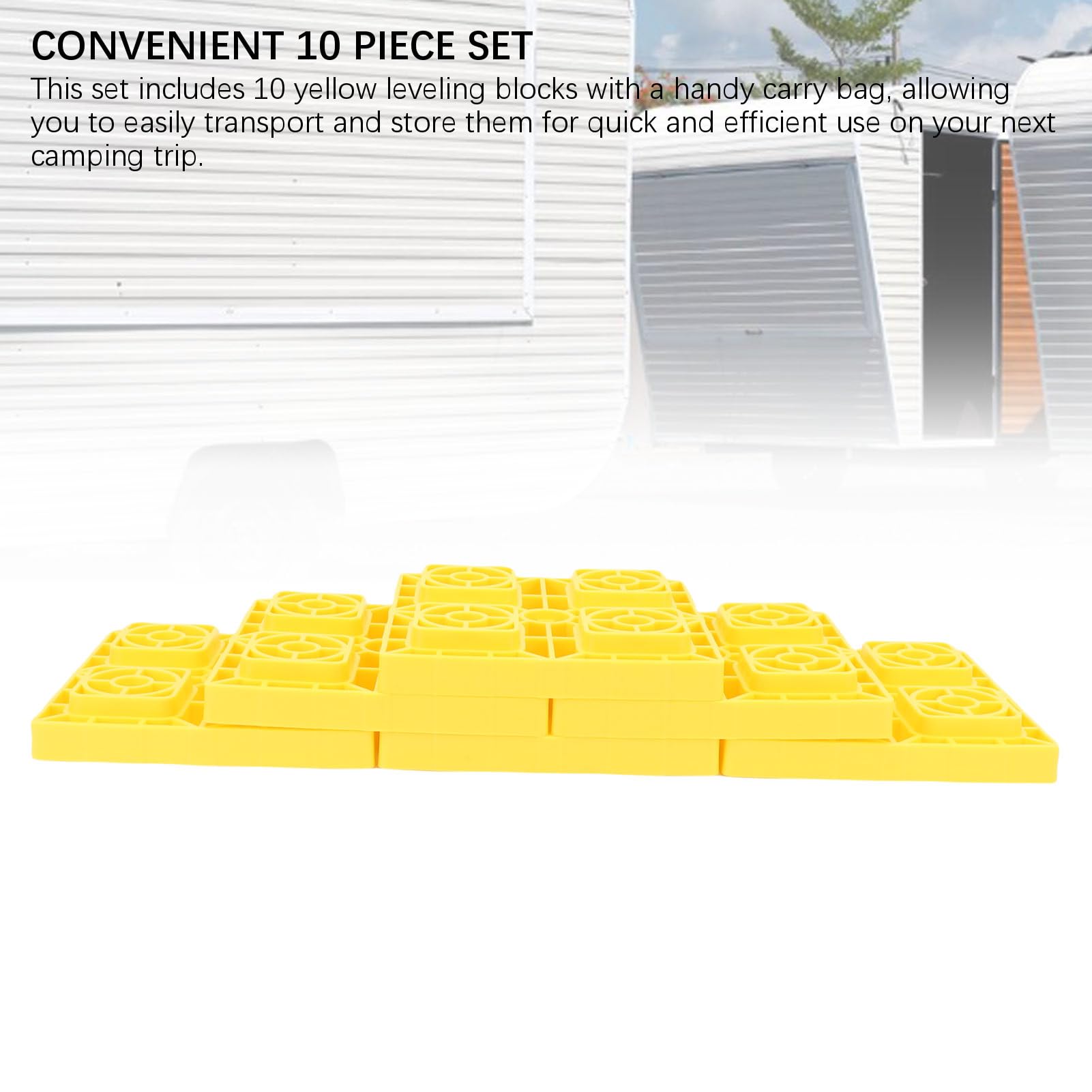 Luocute 10pcs RV Blocksing, Stosy w Stosy Wytrzymałościowe Podkładki do Obozowiczów dla Pojedynczych Podwójnych kół Podnośniki Hydrauliczne z torbą do Przenoszenia do Kempingowej