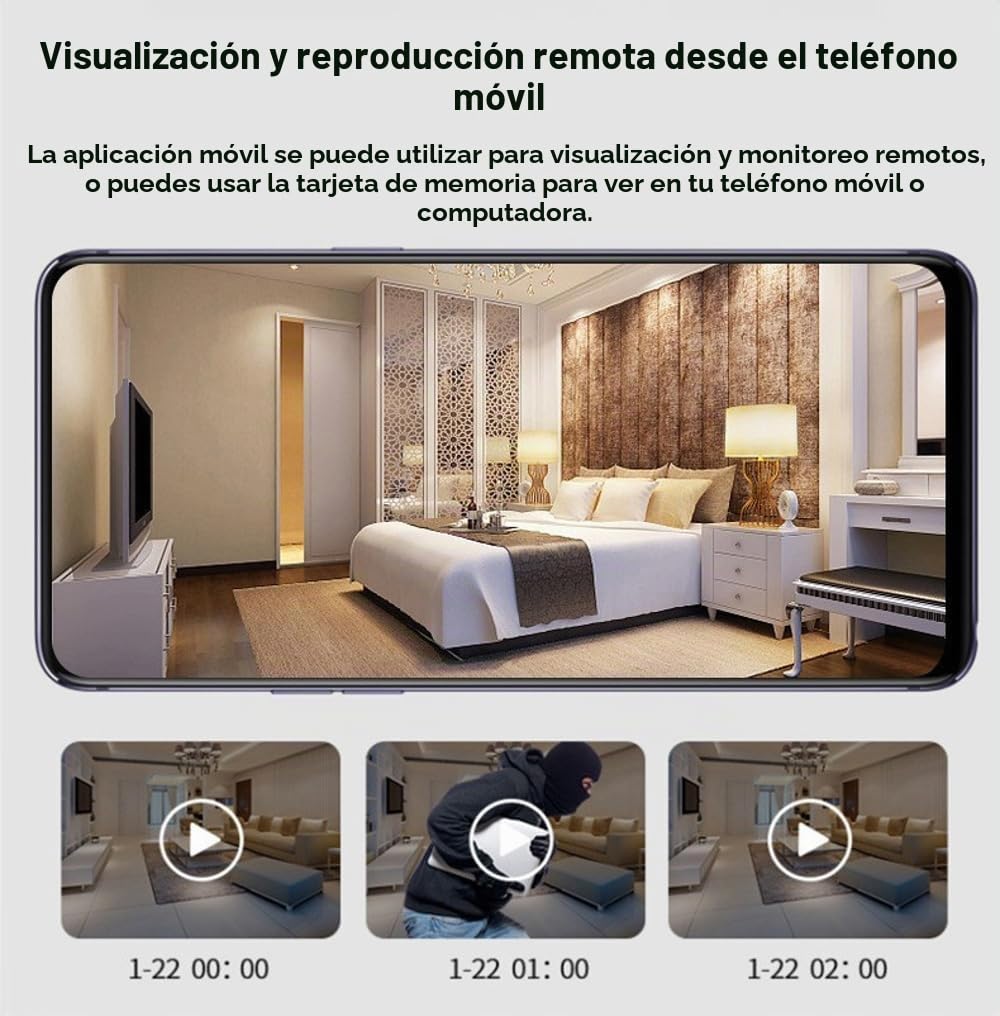 JCheng - Cámara espía, mini Wi-Fi con batería de respaldo de detección de movimiento para cámara espía oculta, cámara de vigilancia inalámbrica para seguridad del hogar y la oficina, cámara espía de
