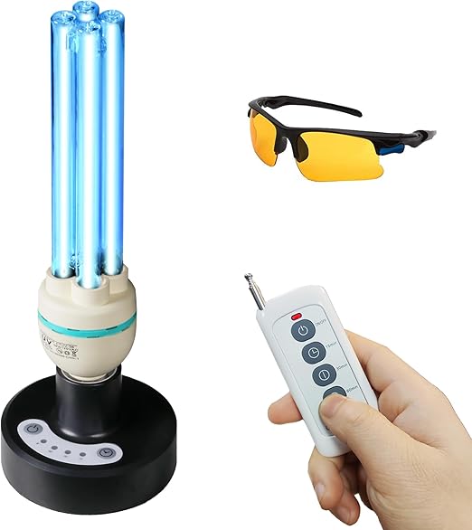 Powerful 36W UV Sanitizer Light,99.99% Sanitization Ozone Free Cleaning Lamp with 254nm Wavelength, Dust Mites Remover for Home, Basement, Storehouse, Car 110V E26 Base