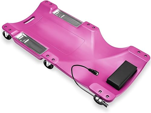 Miniatura 20 de Auto Dynasty Tablilla rodante de 40 pulgadas, para reparación mecánica automotriz de garaje de perfil bajo con reposacabezas acolchado, de plástico