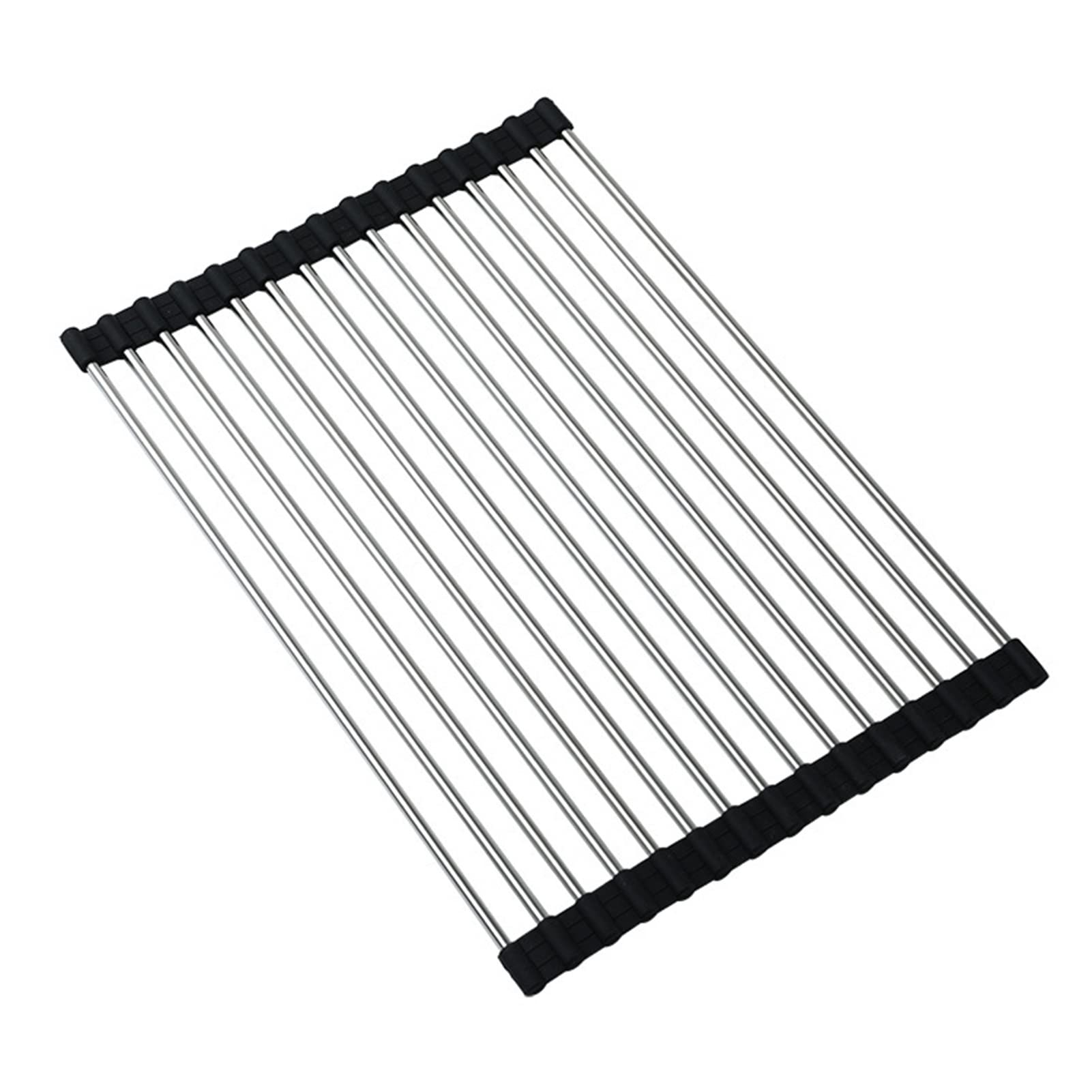 Escurridor plegable de silicona y acero inoxidable para fregadero, escurridor que ahorra espacio, varios tamaños (10 x 15 pulgadas), perfecto para encimera de cocina