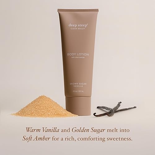 Miniatura 4 de Deep Steep Loción corporal, vainilla de azúcar morena, 8 onzas, hidratante con aceite de coco, manteca de karité, aceite de argán, aloe vera y