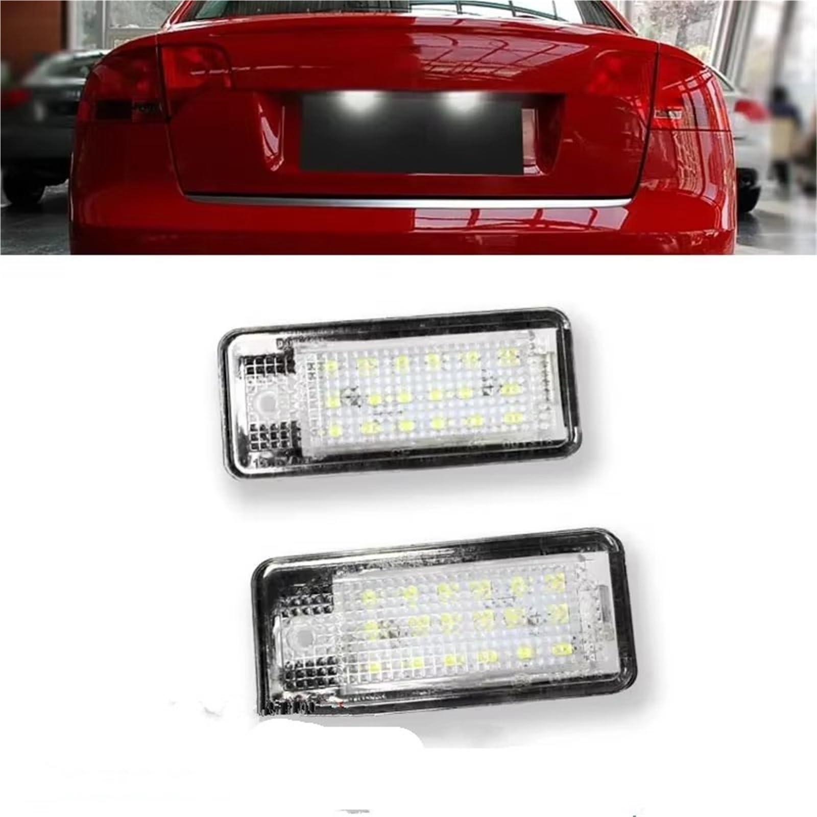 Luz de matrícula para A3 S3, A4 B6 B7, A6 C6 4F, Q7 RS4, 6000K, luz de matrícula blanca, lámpara de número Canbus, sin errores, 2 piezas