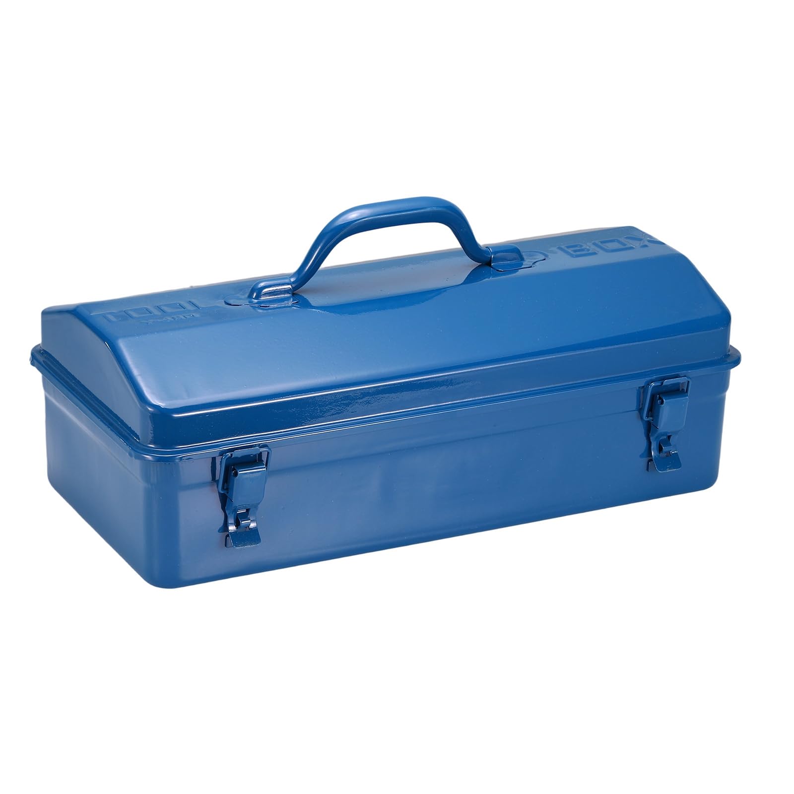 QUARKZMAN Scatola Portautensili Portatile 17" X 8" X 4" Cassetta Per Attrezzi In Acciaio Organizzatore Doppia Chiusura Metallo Con Manico Per Garage Magazzino Officina Casa Blu