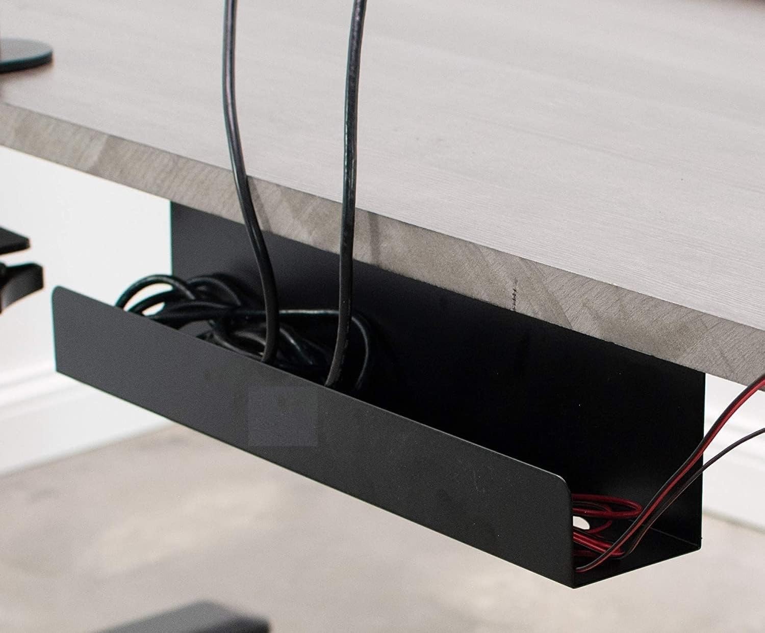 57699 Under Desk Cable Tray (Pack of1) - Under Desk 17 inch Cable Management Tray, Power Strip Holder, Cord Organizer, Wire Tamer for Office and Home, Black-image-45