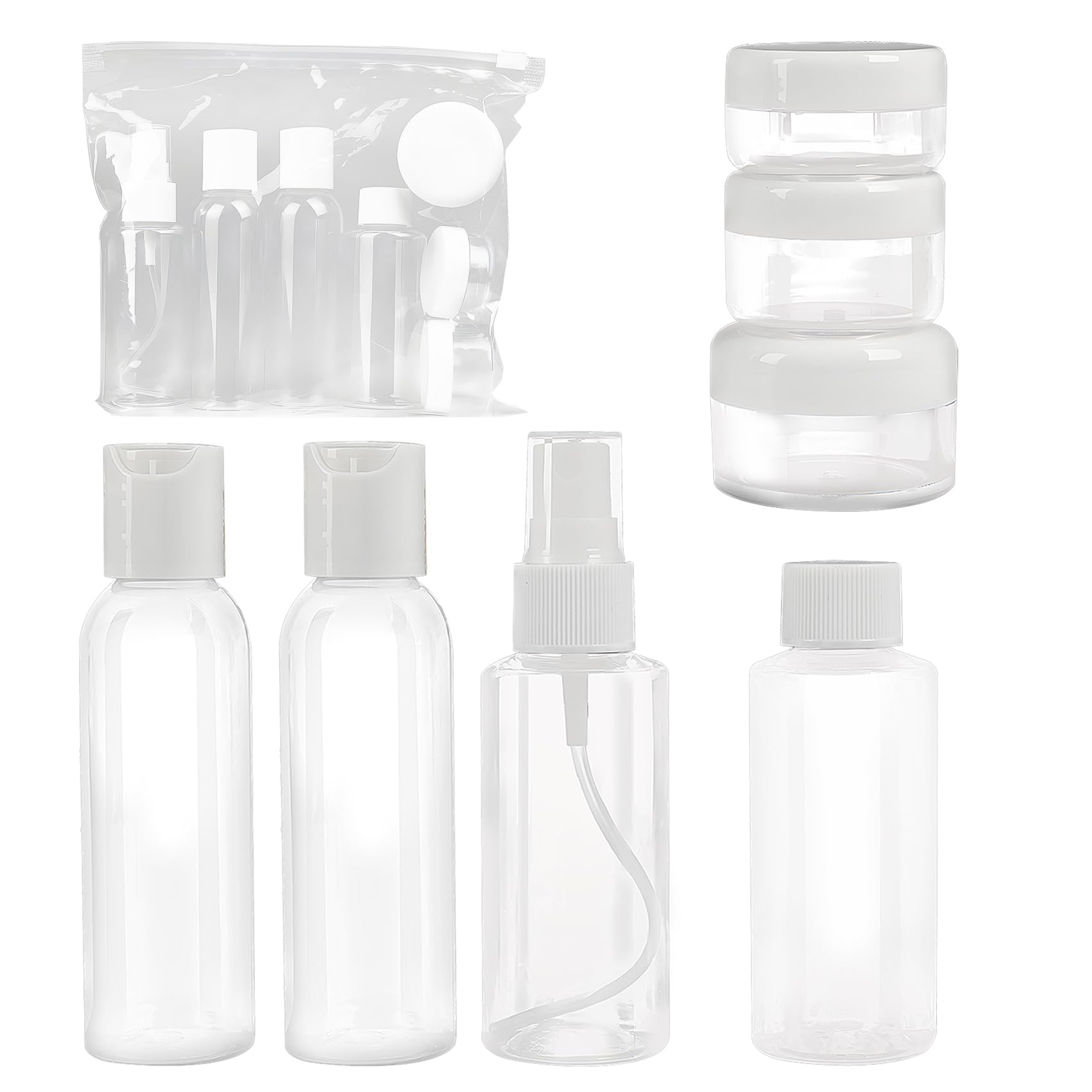 Soft 'N Style Empty Travel Size Bottles Set Plastic Travel Size Empty Bottles, Set of 7 Refillable Cosmetic Container Toiletry Bottles Set or Lotion,