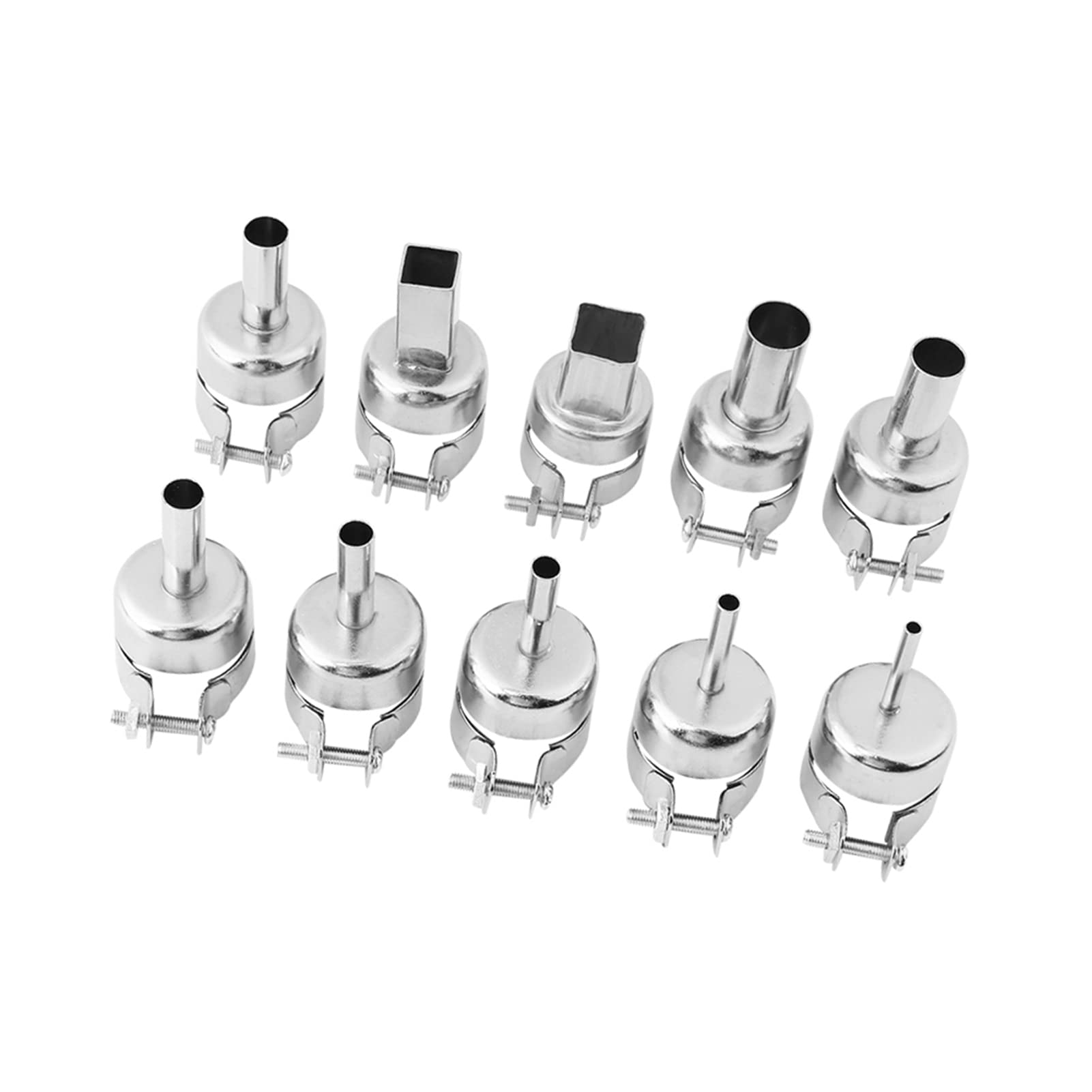 10 Stück Heißluftpistolen-Düsen Set, Edelstahl, Rund und Quadratisch, 3-12mm, Kompatibel mit 850 850A 852 852D 852D+ Lötstation