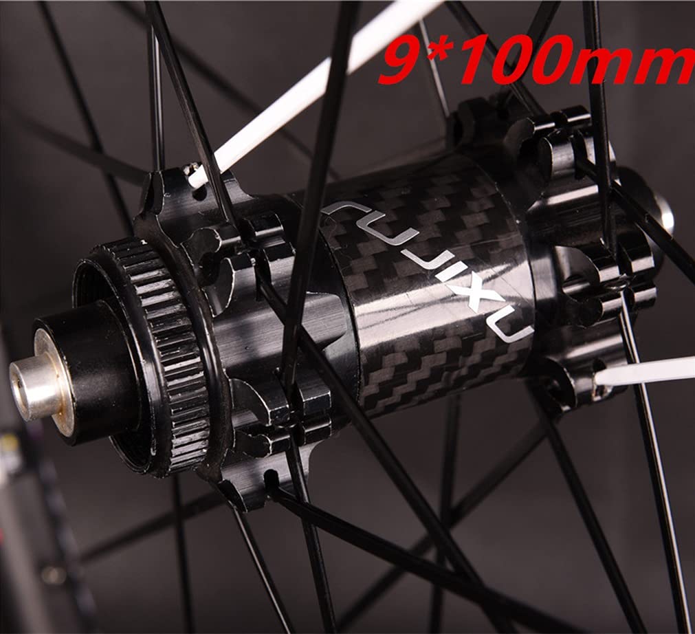 Set di Ruote per Bici da Strada 700c Ruote dei Freni a Disco Centerlock con mozzo in Carbonio Leggero Cerchio in Lega di Alluminio da 21 mm 24 Fori Set di Ruote a sgancio rapido FO