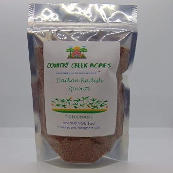 Daikon Radish, Microgreen, Sprouting, 2 Pound, Non GMO - Country Creek LLC Brand - High Sprout Germination- Edible Seeds, Gardening, Hydroponics, Growing Salad Sprouts