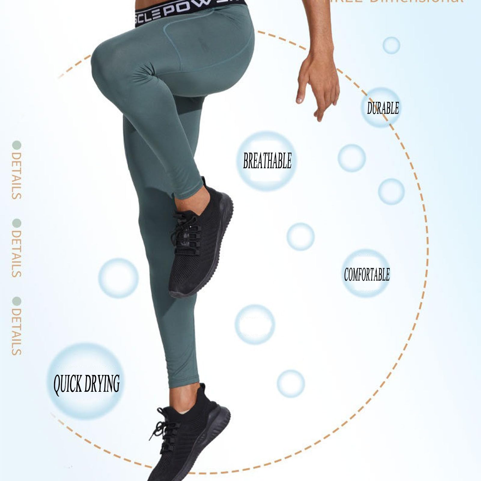 Pantalons De Compression pour Hommes, Leggings Cool Dry, Collants Fonctionnels Respirants, Pantalons De Sport, Collants De Course à Pied avec Poches
