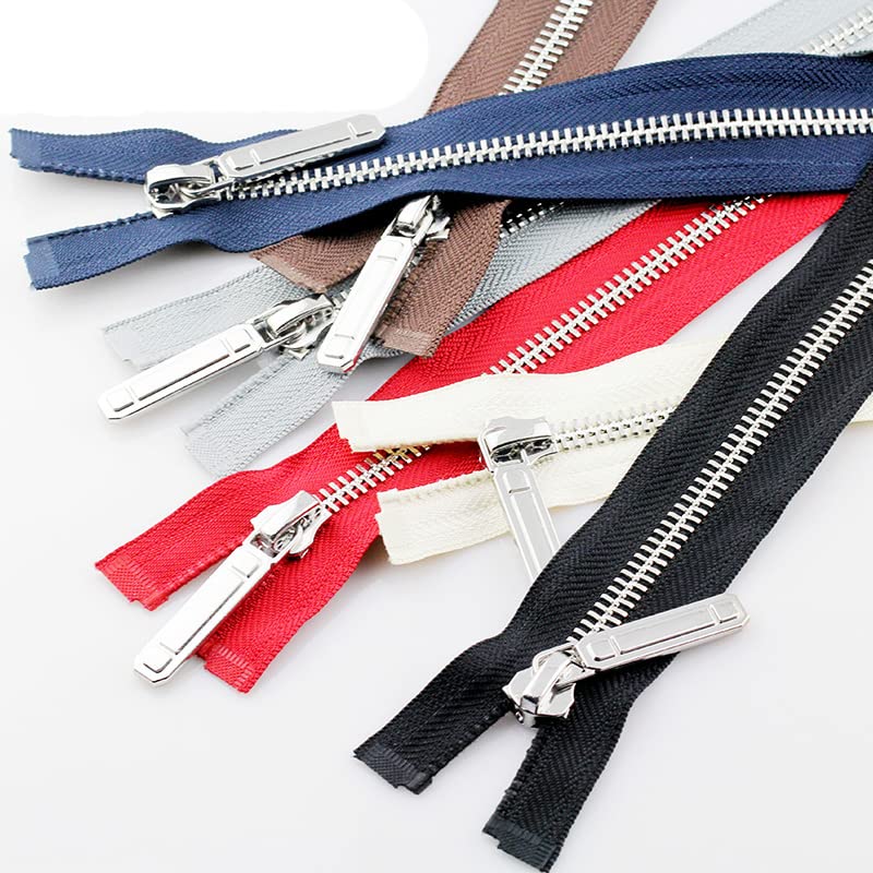 1Pc 70-150cm 8# Metallreißverschluss Open-End Auto Lock Single Open Silberzahn Dekor Reißverschluss DIY Jacke Mantel TextilzubehörZA137-Grau,8#,150cm