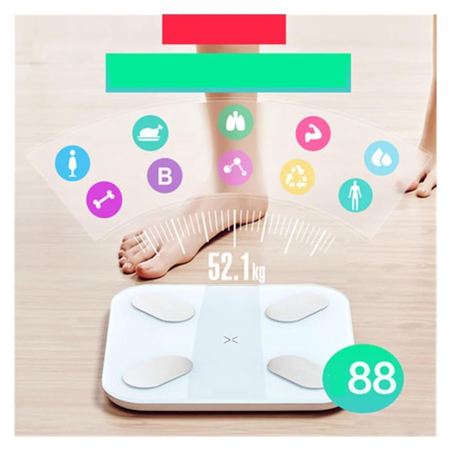 Balanza Báscula de baño con diseño de plataforma de vidrio templado, instrumento de pesaje electrónico para medir la salud, báscula de grasa corporal Alta precisión