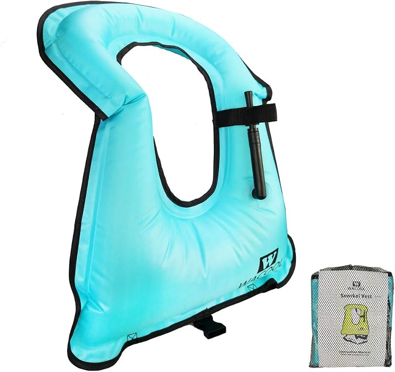 WACOOL Inflatable Snorkel Vest Safety Jacket Free Diving Portable Life Jacket for Swimming