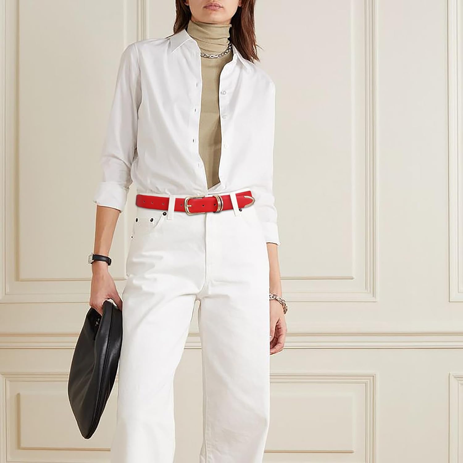 Women's Leather Belts with Gold Buckle Fashion Leather Waist Belt Elegant Ladies Belts for Jeans Gifts for Women - Image 6