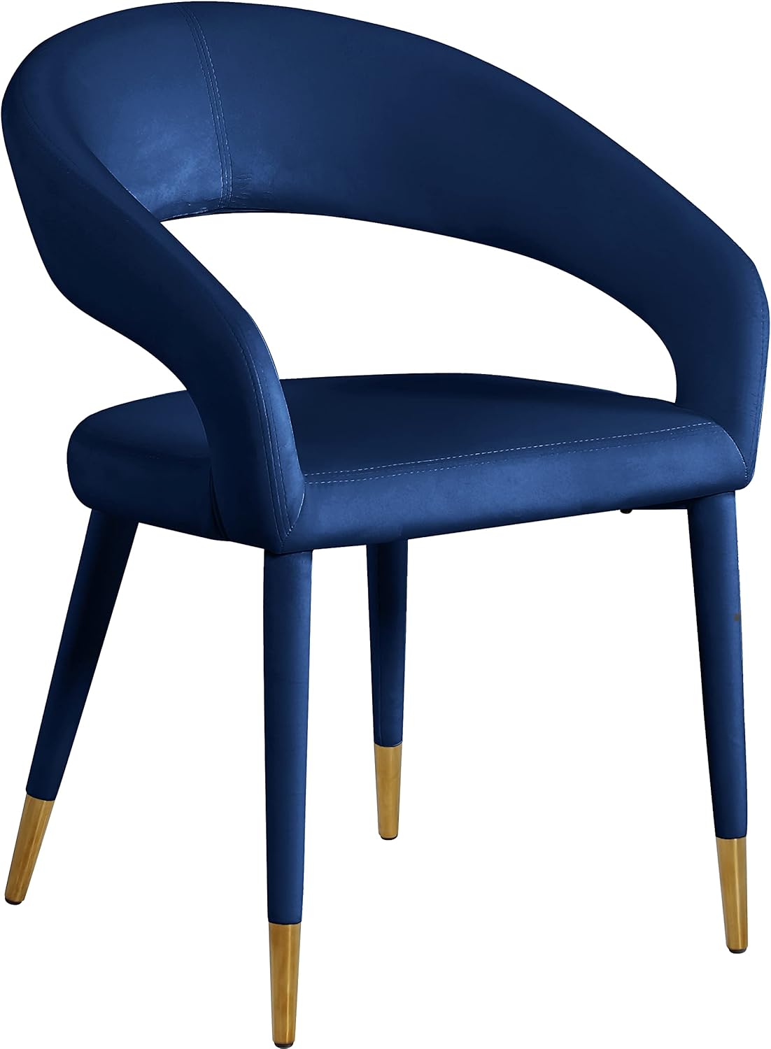 Meridian Furniture 537Navy-C Destiny Collection Modern | Contemporary Velvet Upholstered Rounded Back Dining Chair, Navy, 23" W x 23" D x 31.5" H