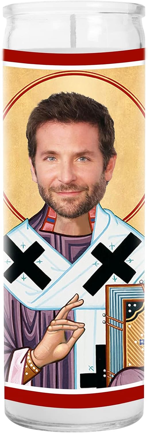 Bradley Celebrity Funny Candle – Unscented Handmade Soy Wax Votive Candle – Unique Gift for Movie Fans & Hollywood Enthusiasts – Home Decor Collectible for Living Room & Office – 8 Inch