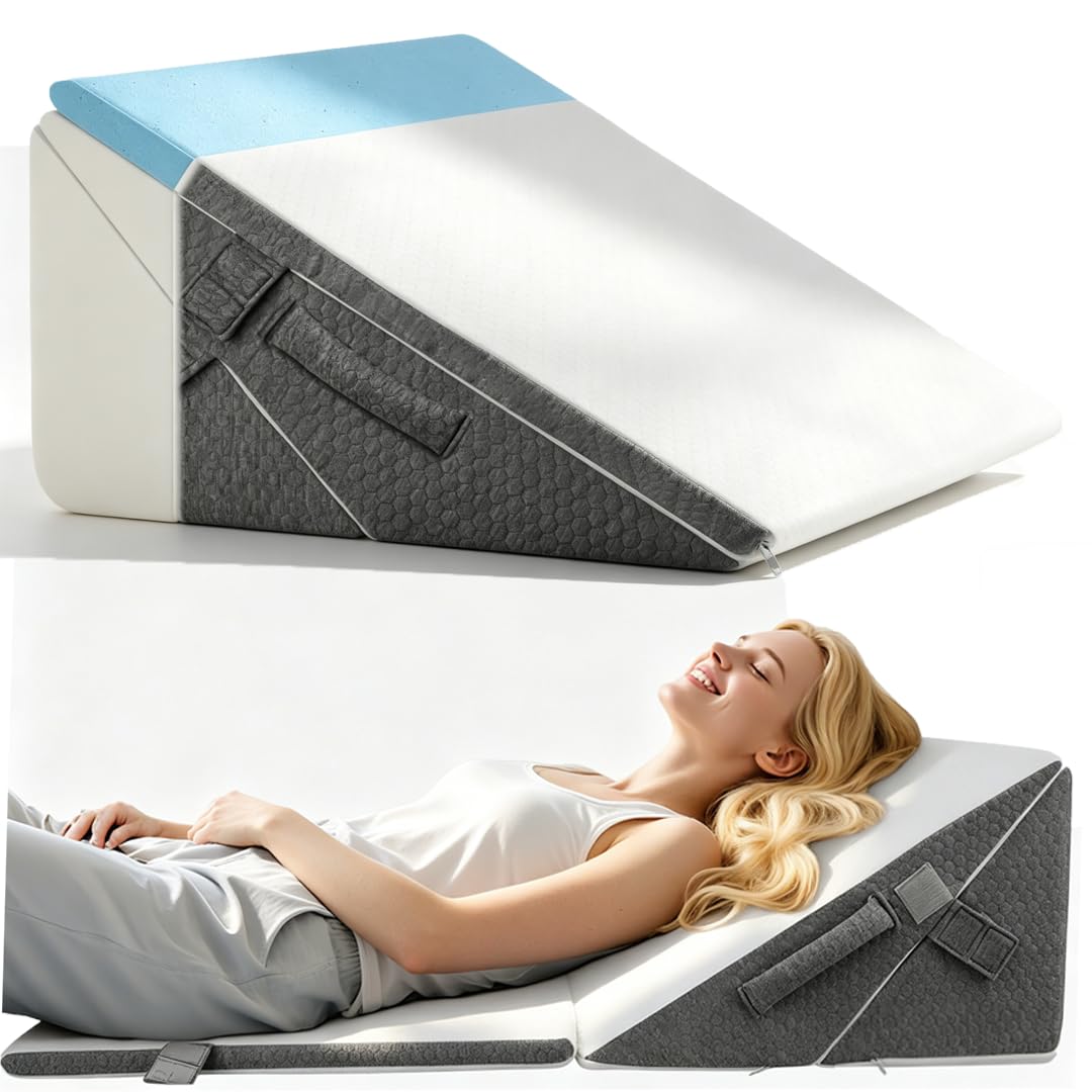 Cojín ajustable en cuña, 3 unidades, espuma de alta densidad para cama y sofá, cuña ergonómica para apnea del sueño por reflujo, almohada para piernas, cojín de espalda para leer, jugar o ver