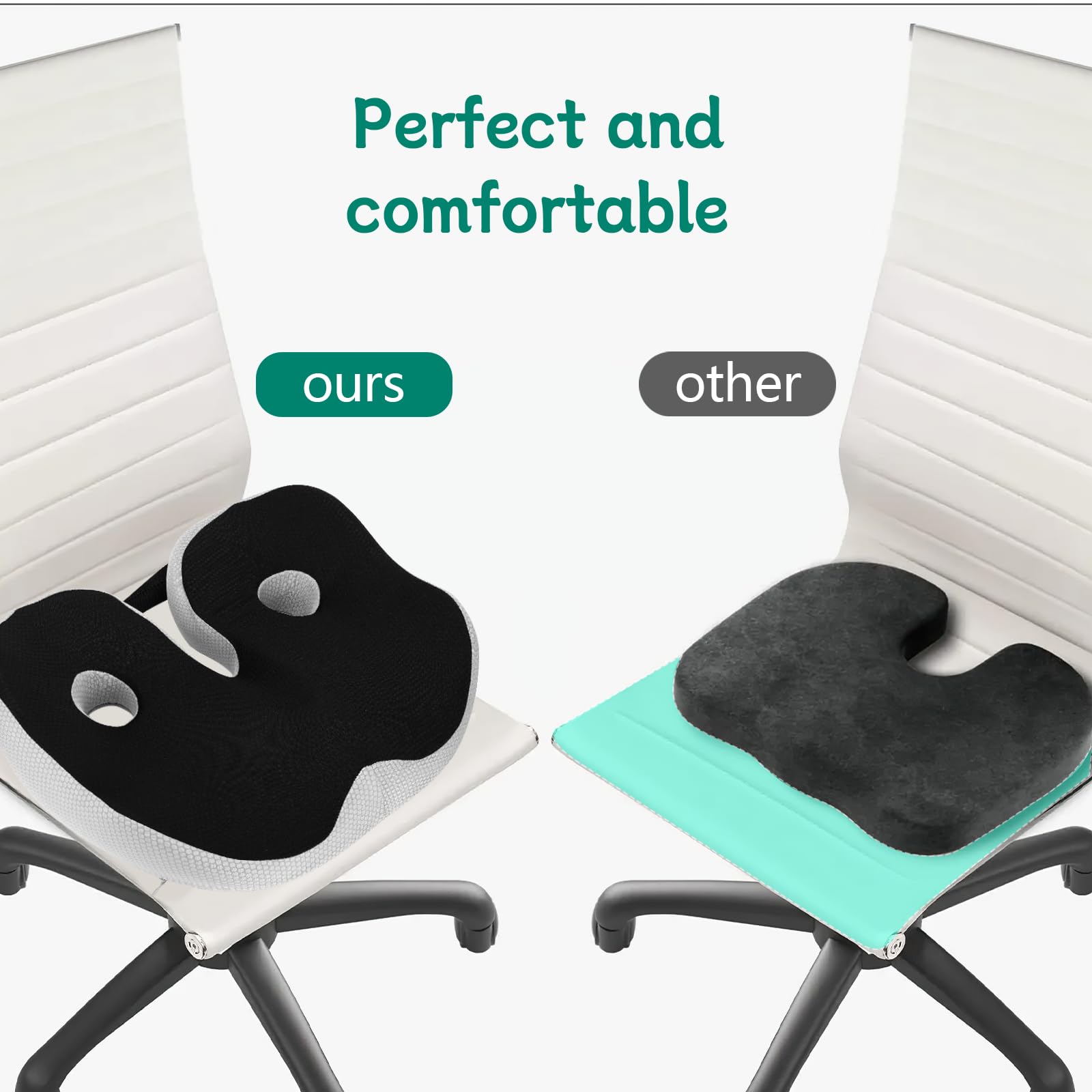 Orthopaedic Seat Cushion, Memory Foam Coccyx, ergonomiczna poduszka biurowa, regulowana szerokość siedziska, poduszka łagodząca bóle bioder i kości ogonowej, do biura, domu, samochodu (czarna)