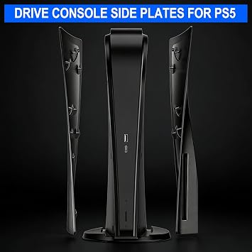arVin Replacement Side Shell Plate for PS5, Replacement Cover for PS5 Disc Version Console, Dustproof Accessories for PS5 Console, ABS Case (Black, Disc Version)