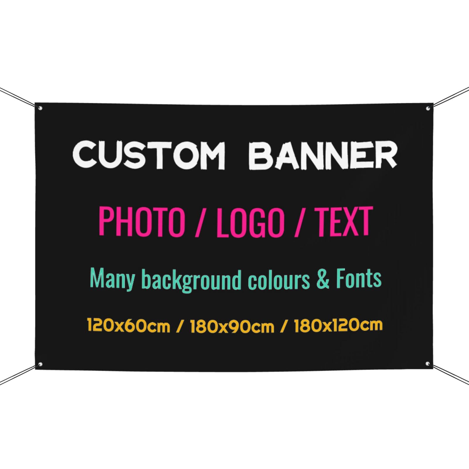Custom Banner Add Photo, Text, Logo Personalised Banners with 4 Eyelets Customised Backdrop Backdrop Celebration Decor for Birthday, Graduation, Wedding, Event, Baby Shower, Business Sign, 180x120cm