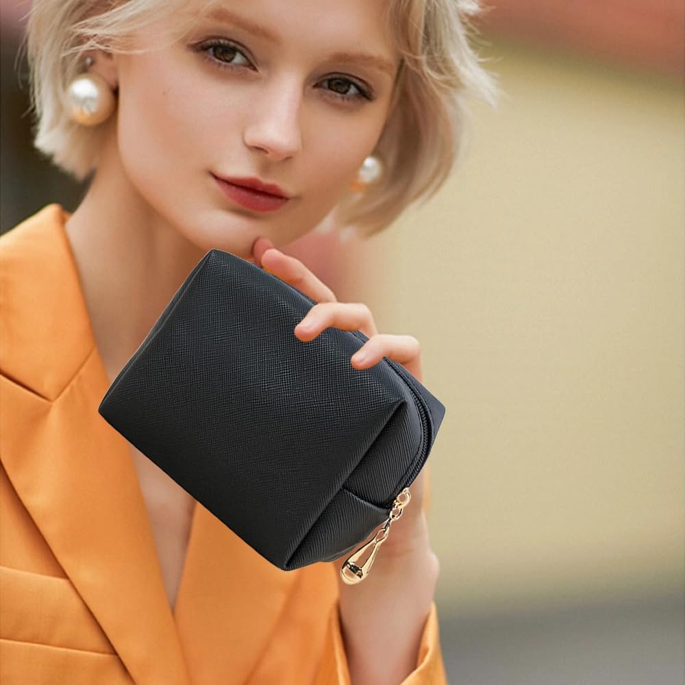 Make-up-Tasche für Damen, große Kosmetiktasche, Reise-Kulturbeutel, Make-up-Tasche für Geldbörse, wasserdicht, kleine Make-up-Tasche, niedliche Make-up-Pinsel-Aufbewahrungstasche, Mini Schwarz,
